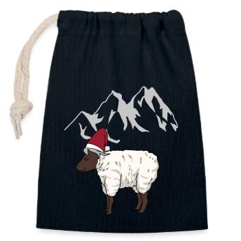 Autriche, Alpes, Montagnes, Montagnes, Mouton, Mouton, Alm - Sac cadeau en coton avec cordon (14 x 20 cm) - bleu marine - Devant
