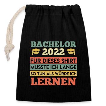 Bachelor 2022 Bachelor Abschluss - Verschließbarer Geschenkbeutel aus Baumwolle (14x20cm) - Schwarz - Vorne