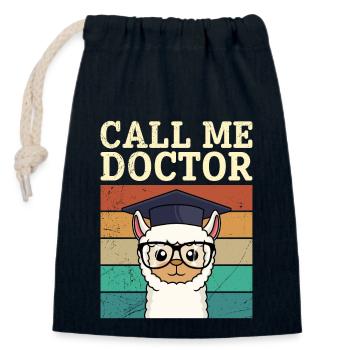 Appelez-moi Docteur Dissertation Doctorat réussi - Sac cadeau en coton avec cordon (14 x 20 cm) - bleu marine - Devant