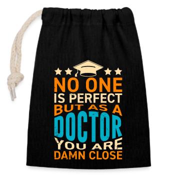 Docteur 2022 thèse de doctorat presque parfaite - Sac cadeau en coton avec cordon (14 x 20 cm) - noir - Devant