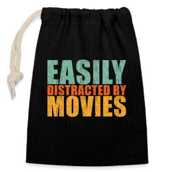 Fan de cinéma - Sac cadeau en coton avec cordon (14 x 20 cm) - noir - Devant