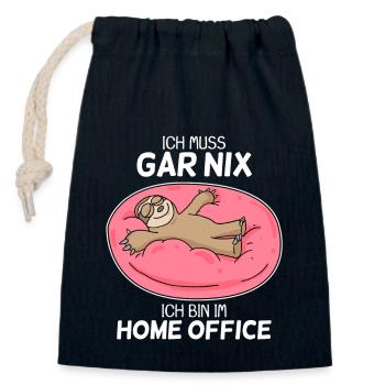 Home Office Spruch - Verschließbarer Geschenkbeutel aus Baumwolle (14x20cm) - Navy - Vorne
