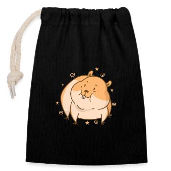 mignon hamster rongeur animal de compagnie - Sac cadeau en coton avec cordon (14 x 20 cm) - noir - Devant