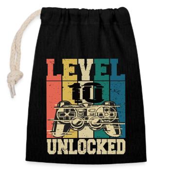 Level 10 Unlocked - Closable cotton gift bag (14x20cm) - black - Front