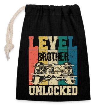 Level Brother Unlocked - Closable cotton gift bag (14x20cm) - black - Front