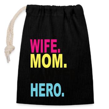 Wife Mom Lawyer Hero - Closable cotton gift bag (14x20cm) - black - Front