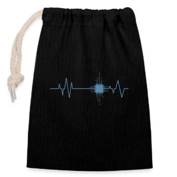 Technologie Professionnelle Heartbeat Chip Electronics - Sac cadeau en coton avec cordon (14 x 20 cm) - noir - Devant