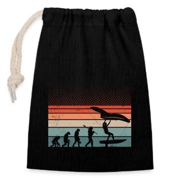 Retro Wing Foil Wing Surfer - Closable cotton gift bag (14x20cm) - black - Front
