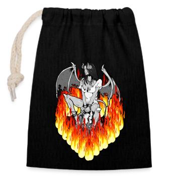 Flammen Fegefeuer Teufelin Hölle Horror Halloween - Verschließbarer Geschenkbeutel aus Baumwolle (14x20cm) - Schwarz - Vorne