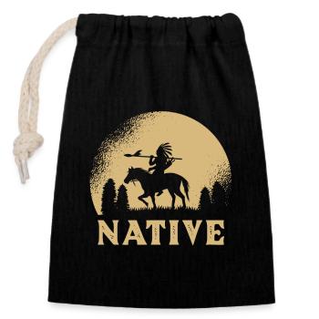 Indian - Closable cotton gift bag (14x20cm) - black - Front