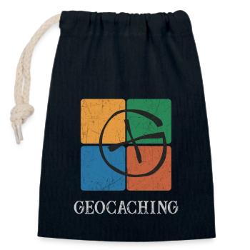 Geocaching Geocacher - Verschließbarer Geschenkbeutel aus Baumwolle (14x20cm) - Navy - Vorne