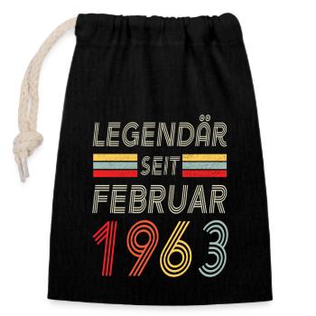 Legendär seit Februar 1963 - Verschließbarer Geschenkbeutel aus Baumwolle (14x20cm) - Schwarz - Vorne