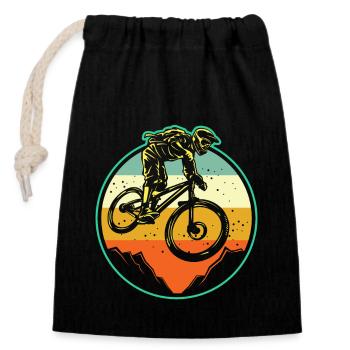 VTT VTT Rétro - Sac cadeau en coton avec cordon (14 x 20 cm) - noir - Devant