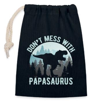 Papasaurus Dino T-Rex Fun Father's Day Gift - Closable cotton gift bag (14x20cm) - navy - Front