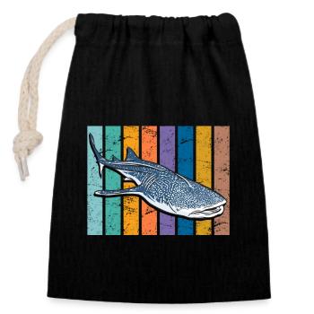 Whale Shark Diver Shark - Closable cotton gift bag (14x20cm) - black - Front