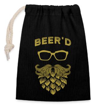 Hop Beer Beard - Closable cotton gift bag (14x20cm) - black - Front