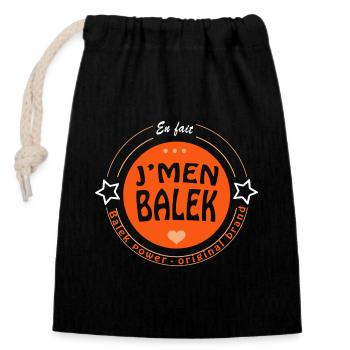 J'men balek ! - Sac cadeau en coton avec cordon (14 x 20 cm) - noir - Devant