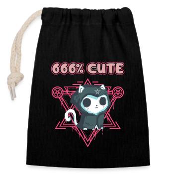 666% Cute kawaii Satanic Goth - Verschließbarer Geschenkbeutel aus Baumwolle (14x20cm) - Schwarz - Vorne