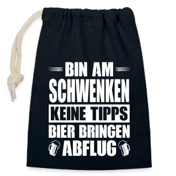 Bin Am Schwenken Keine Tipps Bier Bringen Abflug - Verschließbarer Geschenkbeutel aus Baumwolle (14x20cm) - Navy - Vorne
