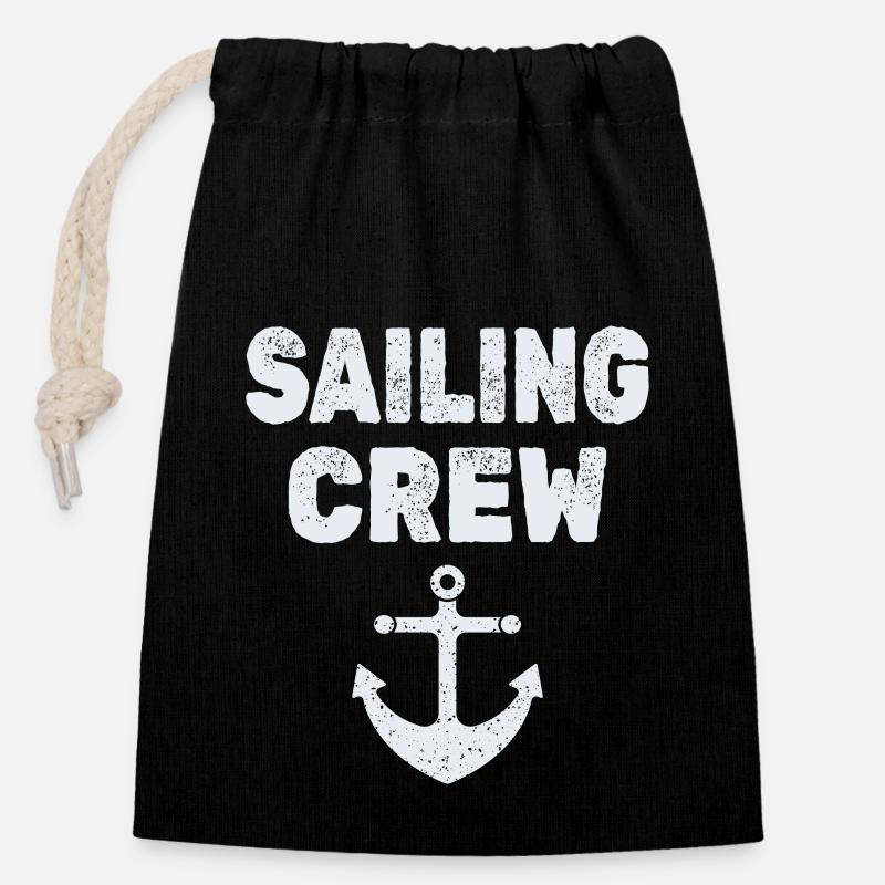 Segeln Sailing crew - Verschließbarer Geschenkbeutel aus Baumwolle (14x20cm) - Schwarz