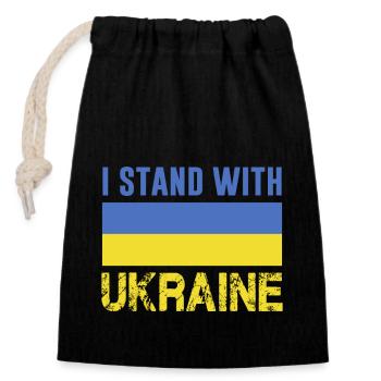 I stand with Ukraine Ukrainische Flagge Frieden - Verschließbarer Geschenkbeutel aus Baumwolle (14x20cm) - Schwarz - Vorne