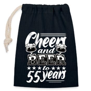 55 Geburtstag - Verschließbarer Geschenkbeutel aus Baumwolle (14x20cm) - Navy - Vorne
