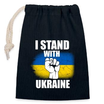 Ukraine Solidarität zeigen - Verschließbarer Geschenkbeutel aus Baumwolle (14x20cm) - Navy - Vorne