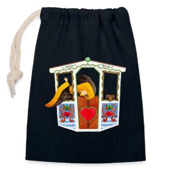 Münchner Kindl et teckel dans la grande roue - Sac cadeau en coton avec cordon (14 x 20 cm) - bleu marine - Devant