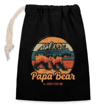 Fête des Pères Papabear Papa Retro Vintage - Sac cadeau en coton avec cordon (14 x 20 cm) - noir - Devant