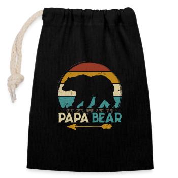 Fête des Pères Papabear Papa Retro Vintage - Sac cadeau en coton avec cordon (14 x 20 cm) - noir - Devant