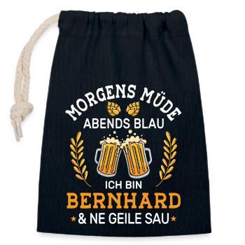 Morgens Müde Abends Blau Bernhard Vornamen Outfit - Verschließbarer Geschenkbeutel aus Baumwolle (14x20cm) - Navy - Vorne