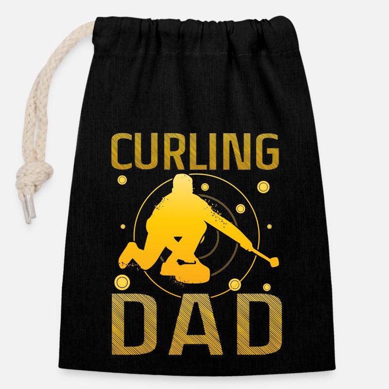 Curling Dad - Verschließbarer Geschenkbeutel aus Baumwolle (14x20cm) - Schwarz
