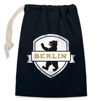 berlin bear coat of arms capital germany wall tri - Closable cotton gift bag (14x20cm) - navy - Front