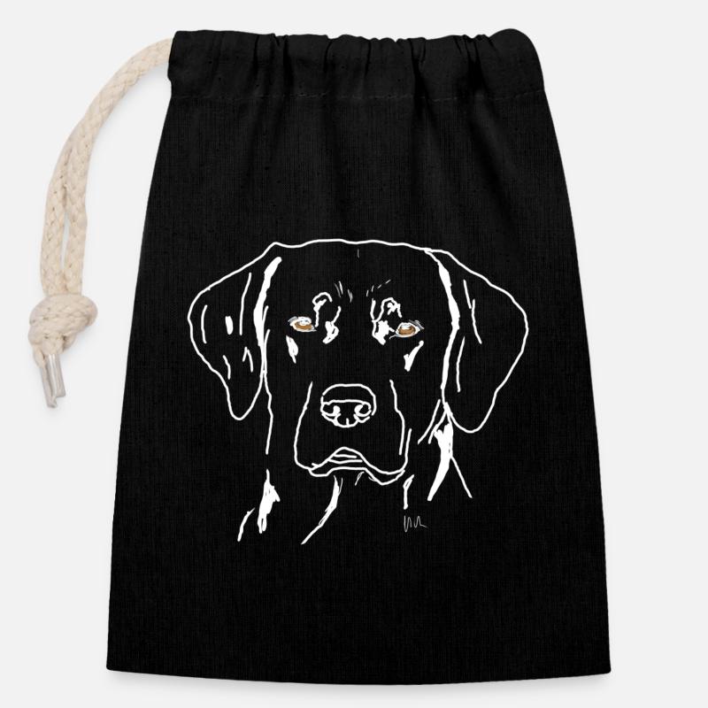 Labrador - Sac cadeau en coton avec cordon (14 x 20 cm) - noir