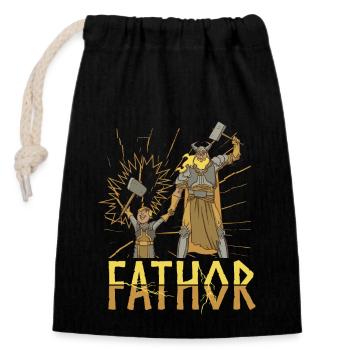 Fathor Viking Dad Valkyrie Warrior Axe Father's Day - Closable cotton gift bag (14x20cm) - black - Front