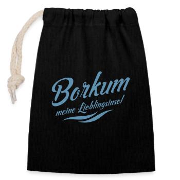 Meine Lieblingsinsel Borkum - Verschließbarer Geschenkbeutel aus Baumwolle (14x20cm) - Schwarz - Vorne