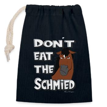 don't eat the blacksmith funny grim horse - Closable cotton gift bag (14x20cm) - navy - Front