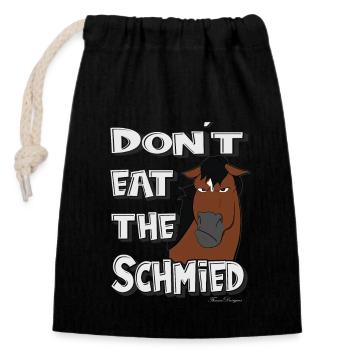 don't eat the blacksmith funny grim horse - Closable cotton gift bag (14x20cm) - black - Front