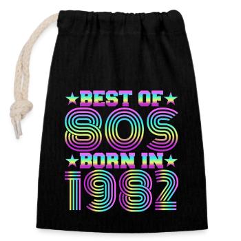 Best of the 80s Born in 1982 Vintage - Closable cotton gift bag (14x20cm) - black - Front