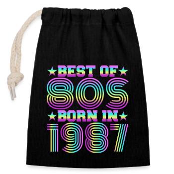 Best of the 80s Born in 1987 Vintage - Closable cotton gift bag (14x20cm) - black - Front