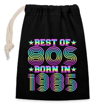 Best of the 80s Born in 1985 Vintage - Closable cotton gift bag (14x20cm) - black - Front
