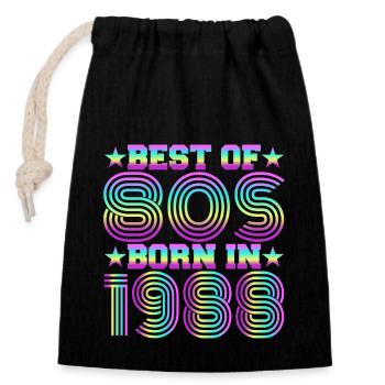 Best of the 80s Born in 1988 Vintage - Closable cotton gift bag (14x20cm) - black - Front