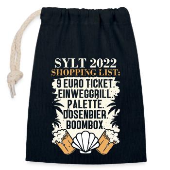 9€ tIcket einweggrill palette dosenBier mit - Verschließbarer Geschenkbeutel aus Baumwolle (14x20cm) - Navy - Vorne