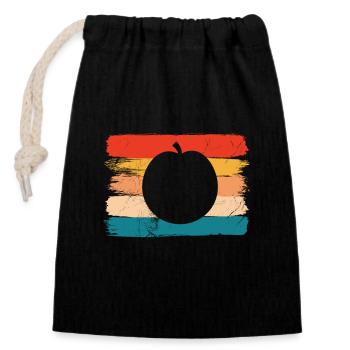 Apricot Fruit Lover Retro Veggie Diet Gift idea - Closable cotton gift bag (14x20cm) - black - Front