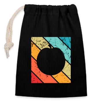 Apricot Fruit Lover Retro Veggie Diet Gift idea - Closable cotton gift bag (14x20cm) - black - Front