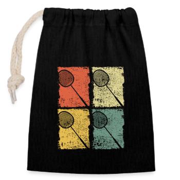 Badminton Racket Badminton Retro - Closable cotton gift bag (14x20cm) - black - Front
