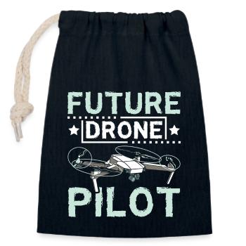 Futur pilote de drone - Sac cadeau en coton avec cordon (14 x 20 cm) - bleu marine - Devant