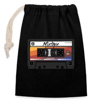 Mixtape Cassette 90s Party 80s Retro Tape - Sac cadeau en coton avec cordon (14 x 20 cm) - noir - Devant