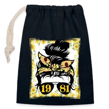 Sunflower Mama Born 1981 Birthday - Closable cotton gift bag (14x20cm) - navy - Front