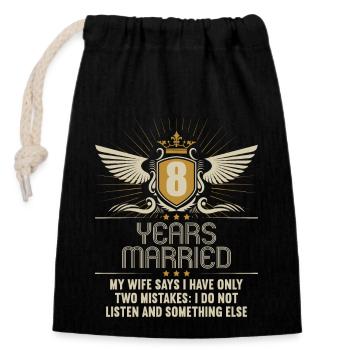 8 ans marié seulement 2 erreurs 8.Anniversaire de mariage - Sac cadeau en coton avec cordon (14 x 20 cm) - noir - Devant